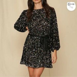 NWT! By Together Longsleeve Sequin Black Dress - Small